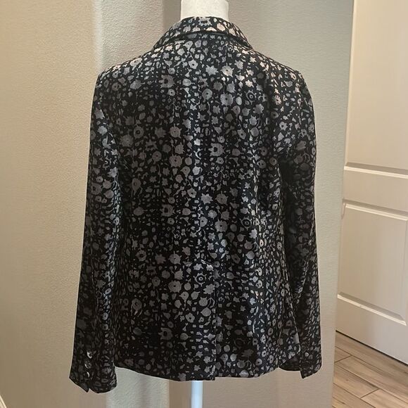Elévenles Anthropologie Velvet Floral Print Blazer Size 4 - Picture 5 of 8